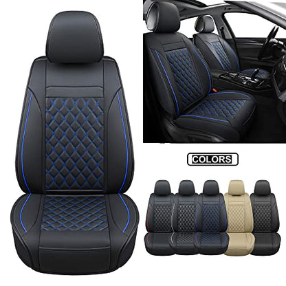 Car Seat Covers Front Pair,Universal Fit for Most Cars,SUV,Sedans and Pick-up Trucks,Automotive Faux Leather Vehicle Cushion Covers(Front Pair,Black/Blue) - color: Blackblue, size: Front Pair