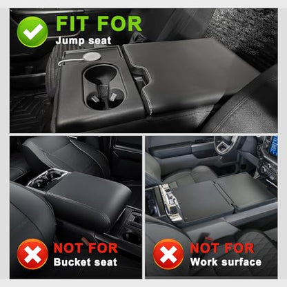 Center Console Armrest Cover Fit for Ford F-150 F150 2015-2026 & F250 F350 F450 2017-2026 Accessories, Comfort Armrest Pad Console Lid Cushion Vegan Leather 1-Inch Extra Thick(Jump Seat ONLY) - size: 2) 15-25 |F150| Jump Seat, +Thick