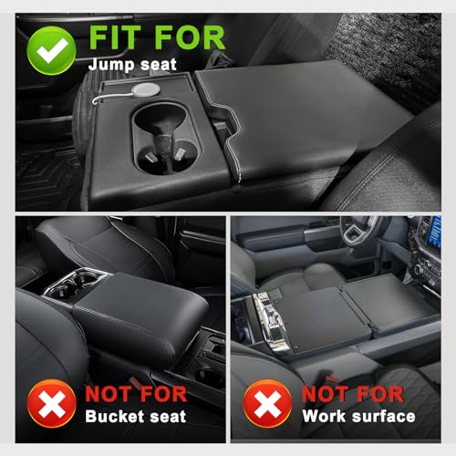 Center Console Armrest Cover Fit for Ford F-150 F150 2015-2026 & F250 F350 F450 2017-2026 Accessories, Comfort Armrest Pad Console Lid Cushion Vegan Leather Regular Thick(Jump Seat ONLY) - size: 2) 15-25 |F150| Jump Seat, Regular