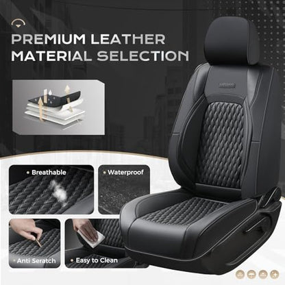 Coverado Tacoma Seat Covers Full Set, Faux Leather Custom Fit for 2024-2026 Toyota Tacoma Double/Crew Cab, Front & Rear Seat Protection (Black) - color: Black, size: Fullset（2024-2026）