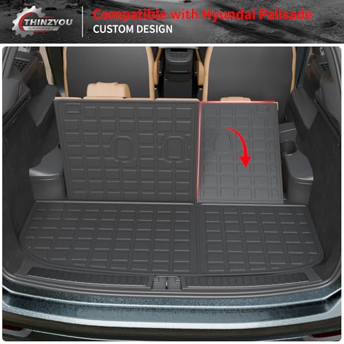 Cargo Mat Compatible with 2020-2025 Hyundai Palisade Trunk Liner Cargo Liner Lower Truck Mat Back Seat Cover Protector 2024 Palisade Accessories (Trunk Mat with Backrest Mat+Sub Truck Mat) - style: For Hyundai Palisade | 2020-2025