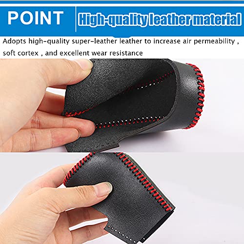Genuine Leather Automatic at Gear Shift Knob Cover Protector Trim,the car Interior Accessories(Black Stitches)for CX-30(2020-2025) Mazda 3/Mazda 3 Hatchback(2019 2020 2021 2022 2023 2024 2025) CX-50 - color: Black Stitches, size: Mazda 3(2019-2025)/CX-30(