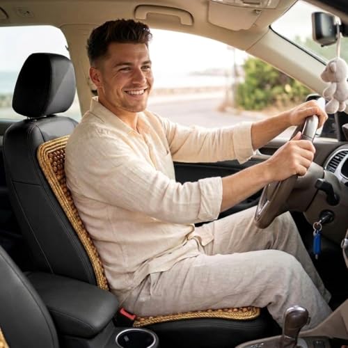ZONETECH Wooden Beaded Car Seat Cover, Cooling Car Seat Cover Natural Double Strung, Massage Cushion Comfortable Beaded Seat Covers for Cars, Home and Office Car Seat Beads for Driving 2-Pack - size: 2-Pack