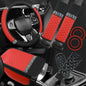 8PCS Car Accessories Set, Bling Leather Car Steering Wheel Cover with Armrest Pad, Seat Belt Cover Pads, Cup Holder Coasters, Gear Shift & Handbrake Covers, Auto Interior Accessories (Red) - color: Red