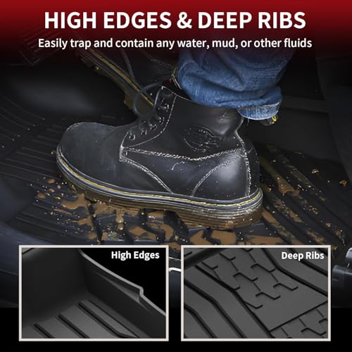 LASFIT Floor Mats for 2017-2020 Ford Fusion & Lincoln MKZ, Custom Fit Full Coverage All Weather TPE Floor Liners, Front & Rear Rows, Black - size: 2017-2020|Fusion& MKZ|Floor Mats