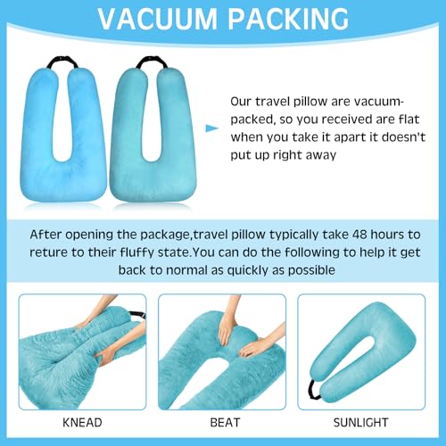 Barydat 2 Pcs Car Travel Pillow for the Back Seat 28 x 18 in Sleeping Reading Pillows for Distance Travel Car Cushion for Kids Adults Head and Body Support U Shaped Pad (Blue, Green) - color: Blue, Green