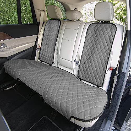 FH Group Car Seat Cushion Rear Set Faux Leather Automotive Seat Cushions - Universal Fit, Rear Car Seat Cushion, Car Seat Cushions With Non-slip Silicone Backing for SUV, Sedan, Van Gray