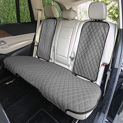 FH Group Car Seat Cushion Rear Set Faux Leather Automotive Seat Cushions - Universal Fit, Rear Car Seat Cushion, Car Seat Cushions With Non-slip Silicone Backing for SUV, Sedan, Van Gray