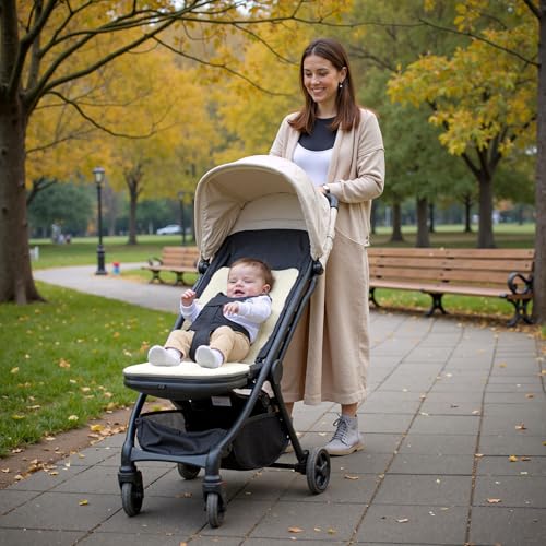 Momcozy Reversible Stroller Cushion | Universal Breathable Stroller Liner | Winter Warm Car Seat Liners | Crib Carriage Cushion Pad | Plush for Winter Use ＆Soft Fabric for All-Season Comfort - color: Gray