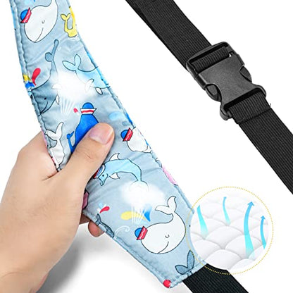 Baby Carseat Head Support,Car seat Straps Pillow Support Ban,Stroller Neck Relief Strap Headrest,Slumber Sling Sleep Positioner for Toddler Infants Child Children Kids(Blue Owl -1 Pack) - color: Blue Owl -1 Pack