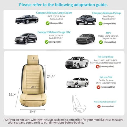 2pc Car Seat Covers, Luxury Car Protectors,Universal Anti-Slip Driver Seat Covers, Edge WrappingsFront Car Seat Covers with PU Leather(Beige) - color: Beige, size: 2x Front Seat Covers