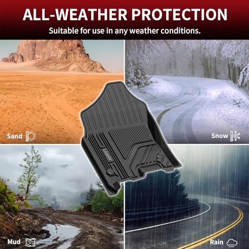 LASFIT Floor Mats 1st Row Only for Ram 1500 2019-2024 Crew Cab and Quad Cab Front Bucket Seat, Not for RAM 1500 Classic, All Weather TPE Custom Fit Car Mats Truck Front Liners, Black - style: 1) 1500 | 2019-2024 | Crew Cab Front Floor Mats
