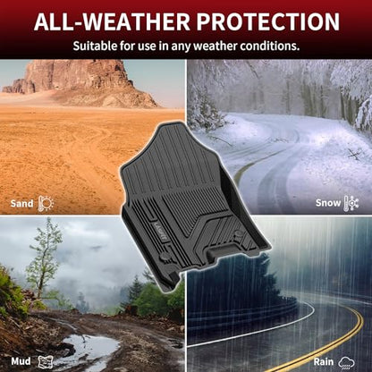 LASFIT Floor Mats 1st Row Only for Ram 1500 2019-2024 Crew Cab and Quad Cab Front Bucket Seat, Not for RAM 1500 Classic, All Weather TPE Custom Fit Car Mats Truck Front Liners, Black - style: 1) 1500 | 2019-2024 | Crew Cab Front Floor Mats