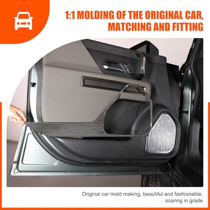 Car Door Panel Cover Anti-Kick Protective Pad for Hummer EV Accessories 2024 2025 2026 SUV Pickup Soft Carbon Fiber Protector Mat Dirty Collision Stickers Inner Decorative 2PCS (Front Door Black)