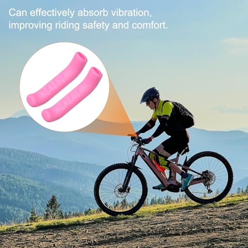 HARFINGTON 1 Pair Bike Brake Lever Cover Silicone Brake Lever Grip Protector Anti-Slip Brake Handle Protection Covers Sleeve for Mountain Road Bike Cycling, Pink - color: Pink