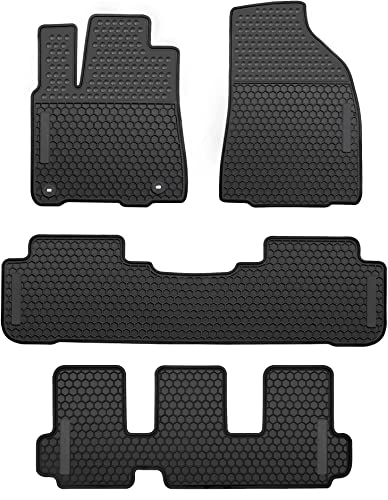 Car Floor Mats Custom Fit for Toyota Highlander 2014-2019 Black Rubber Auto Liner Mats All Weather Protection Heavy Duty Odorless - color: All Black, size: 2014-2019 Highlander 7 Seats