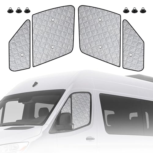 Front Side Window Sun Shade Customized for Mercedes Sprinter VS30 Van 2019-2026, 2PCS Foldable Window Sunshade Sun Protector for Side Windows Reflect UV Privacy Protection - color: Side Window