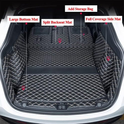 Compatible with Tesla Model Y 2020-2025 5 Seat Trunk Mat Cargo Mat Dog Cover Mat Car Trunk Liner Full Coverage Protection - color: Black with Black Stitching, size: 2020-2025 Full Coverage Cargo Mat