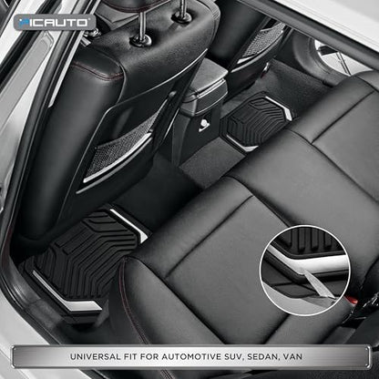 PIC AUTO Heavy Duty Rubber Floor Mats, Silver Aluminum Film Car Mats Set, Front and Rear Car Mats with Anti-Slip Backing, All Weather Protection, Trim-to-Fit for Automotive SUV, Sedan, Van - color: Silver