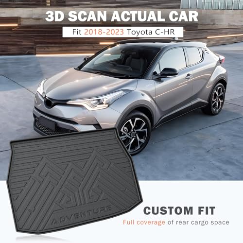 KUST Cargo Trunk Mat for 2018-2023 Toyota C-HR Accessories, Rear Cargo Liner All Weather Protection, TPE Rubber, Raised Edge - size: For 2018-2023 C-HR | Trunk Mat
