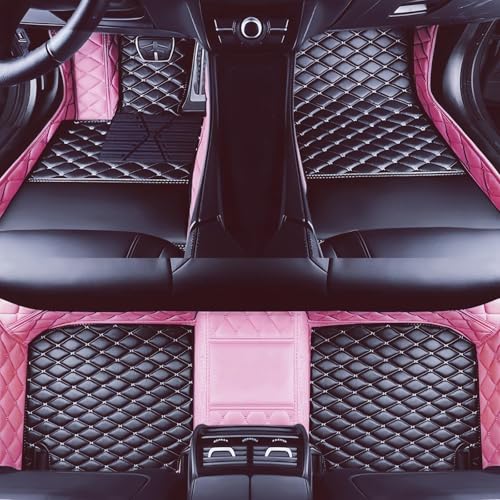Custom Car Floor Mats Suitable for Cars, SUVs, Sports Cars, Trucks, car mats All-Weather Personalized, Fully Cover Luxury car Foot mats, Non-Slip Floor mats. (Pink and Black) - color: Pink and Black