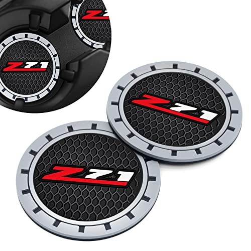 Car Cup Holder Coaster for Chevy Z71 Colorado Silverado Series Cupholder Coaster Interior Accessories 2.75in 2Pack - color: Black-02