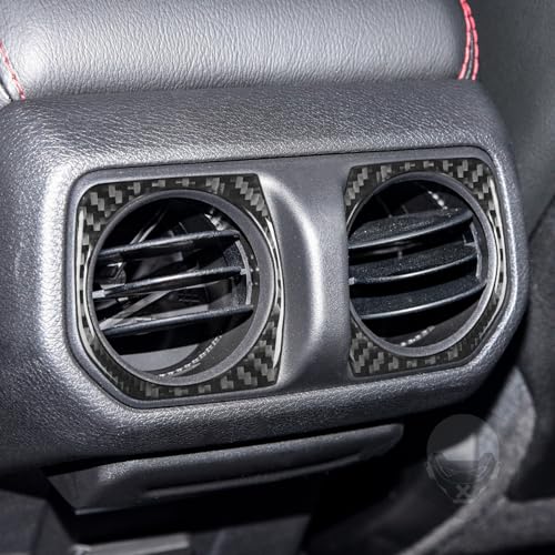 2PCS Rear Air Vent Frame Trim Compatible with Jeep Wrangler JL JLU Gladiator JT 2018-2024, Real Carbon Fiber Material Air Conditioning Outlet Cover Accessories - color: Black 19