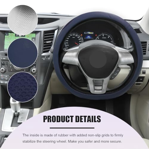 Car Steering Wheel Cover, Leather Breathable Ice Silk Auto Wheel Wrap with Anti-Slip Lining, Scratch-Resistant Elastic Protector Fit for 14.5-15 Inch Steering Wheels (Blue) - color: Blue