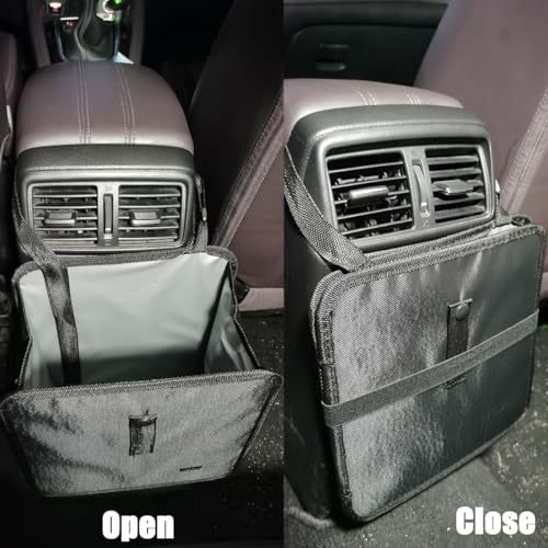 Car Trash Can Hanging Leak-Proof Organizer Waterproof Garbage Can Large Capacity Multipurpose Trash Bin for Car (Black)