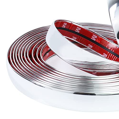 25Ft Automotive Chrome Trim Molding 1"(25mm) Heavy Duty Car Side Moldings UV-Protected Scratch-Proof for All Vehicles Body Door Window Bumper Self Adhesive - color: Silver, size: 1"(25mm)
