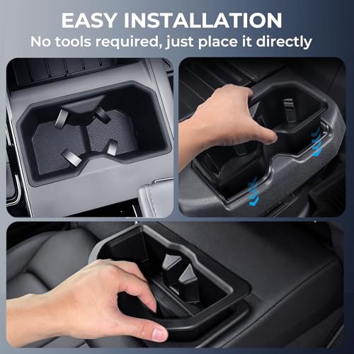 3PCS Cup Holder Inserts for Toyota Tundra 2026 2025 2024 2023 2022 (Only Fits for SR/SR5/Limited/TRD Pro), Interior Accessories Front & Rear TPE Cup Holders Covers Protector, Black - style: Fits for 2022-2026 Tundra