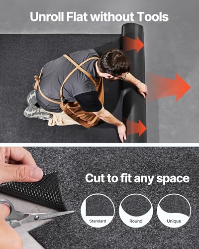 VEVOR Car Garage Mat, 7.4'x17', Shields Against Water, Snow, Rain, Mud, Oil, Durable Slip-Resistant Floor Cover with TPE Leak-Proof Backing, Simple to Maintain & Customizable Size