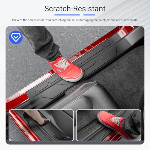 Door Sill Protector Compatible with 2022-2026 Toyota Tundra Car Threshold Protector TPE Car Door Entry Guard Replacement for 2022-2026 Toyota Tundra Accessories - size: Compatible with 22-26 Toyota Tundra(INT+EXT)