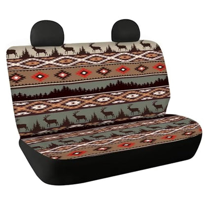 WELLFLYHOM Native Deer Car Seat Covers Rear Bench Seat Cover Aztec Tribal Car Accessories Universal Rear Seats Protective Cover for Trucks SUV - color: Aztec Native Deer