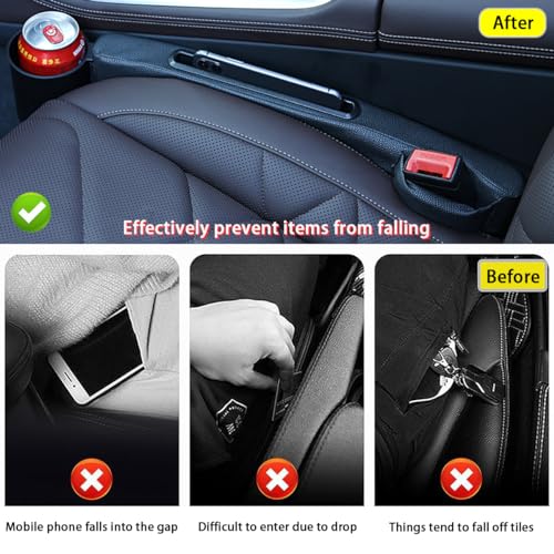 2 Pack Car Seat Gap Filler with Storage Box,Fill the Gap Between Seat and Console,Car Console Gap Filler,Prevent Things from Dropping,Convenient to Storage Keys and Phone(Black) - color: Black3