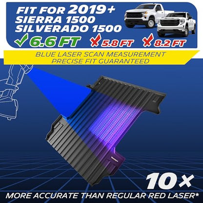 MICHELIN Truck Bed Mat for 2019-2026 Chevy Silverado/GMC Sierra 1500 6.6 FT / 79.4" Only (Not Fit Optional CarbonPro Bed), All-Weather Truck Bed Liner, Custom Fit, Durable TPE Bedliner, Non-Slip - size: 2) Silverado/Sierra 1500 | 19-26 | 6.6 FT