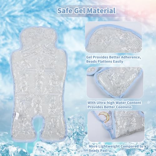 Miracle Baby Gel Car Seat Cooling Pad, Baby Stroller Ice Cooler Mat Summer Cooling Seat Liner for Babies(1 Pack) - color: Moon