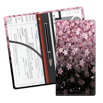 Leather Car Registration and Insurance Card Holder, Cute Car Accessories Vehicle Glove Box Car Organizer for Documents, Cards, License Cute Pink Flower - color: Cute Pink Flower