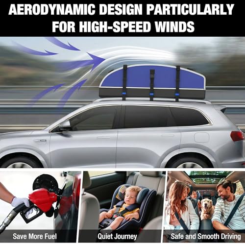 WORKPRO 21 Cubic Feet Rooftop Cargo Carrier Roof Bag, Waterproof Roof Rack Cargo Carrier for Vehicles with/Without Rack, Heavy Duty 840D PVC, Includes Anti-Slip Mat, 6 Door Hooks and Storage Bag