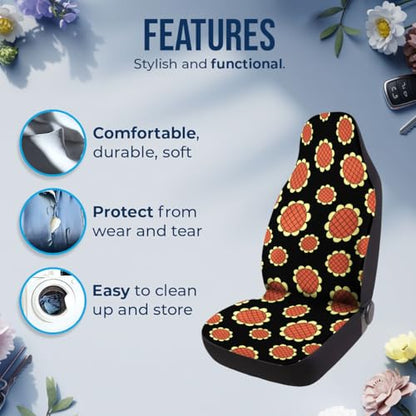 Sunflower Pattern Car Seat Covers Set of 2, Breathable Front Seat Covers for Truck Sedan SUV, Anime Car Accessories, Anime Gift for Women Men - color: Anime Sunflower