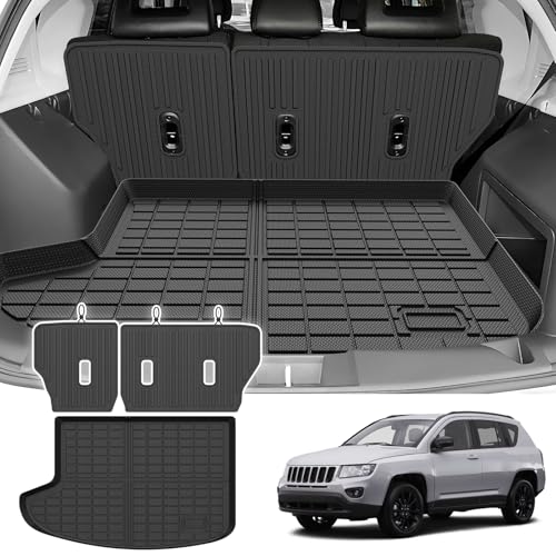 Cargo Liner for Jeep Compass/Patriot 2007-2016 & 2007-2012 Dodge Caliber, All Weather Cargo Mats for Compass Accessories, Heavy Duty TPE Trunk Mat, Car Accessories - size: 1)Jeep Compass 07-16