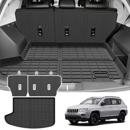 Cargo Liner for Jeep Compass/Patriot 2007-2016 & 2007-2012 Dodge Caliber, All Weather Cargo Mats for Compass Accessories, Heavy Duty TPE Trunk Mat, Car Accessories - size: 1)Jeep Compass 07-16