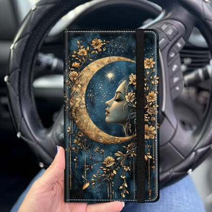Car Registration and Insurance Holder for Women Men,Automobile License Document Card Holders Vehicle Glove Box Organizer Leather Accessories Driver Essential,Moon Flower Woman - color: Moon Flower Woman