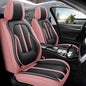 otoez Pink Car Seat Covers Full Set, 5 Seats Nappa Leather Seat Covers for Car, Breathable Automotive Front and Back Seat Protectors with Lumbar Support for Sedan SUV Truck Van, Black & Pink