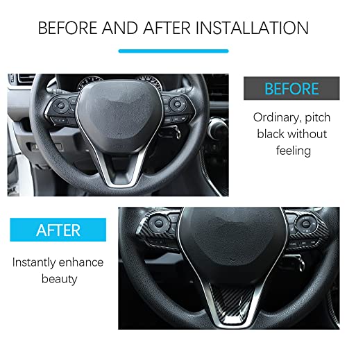 Toyota RAV4 ABS Carbon Fiber Grain Steering Wheel Button Sequins Cover Trim Compatible with Toyota RAV4 2023 2022 2021 2020 2019 Interior Protective Accessories（3pcs） - color: Steering Wheel Button Cover