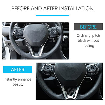 Toyota RAV4 ABS Carbon Fiber Grain Steering Wheel Button Sequins Cover Trim Compatible with Toyota RAV4 2023 2022 2021 2020 2019 Interior Protective Accessories（3pcs） - color: Steering Wheel Button Cover