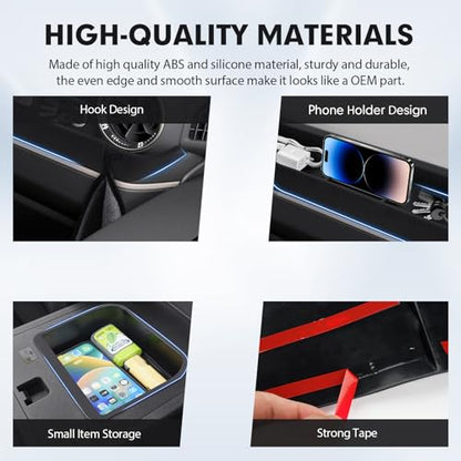 Autorder 2PCS Center Console Organizer for 2024-2026 Toyota Land Cruiser Prado 250 LC250 Accessories Armrest Storage Box Silicone Dash Organizer Center Console Insert Tray with Anti-Slip Mat - size: 2024-2026 Toyota Land Cruiser 2PCS