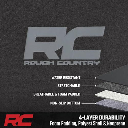 Rough Country Neoprene Front & Rear Seat Covers for Ford F-150, Lightning, F-250 & F-350 (2015-2026) Crew Cab w/Front Bench Seat & Rear 60/40 Split