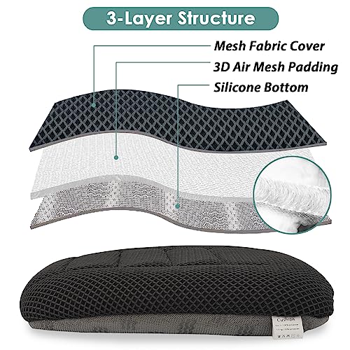 AEROiVi 17.7" L × 16.9" W × 3" H,Car Booster Seat Cushion Raise The Height for Short People Driving, Breathable 3D Air Mesh, 3 Inch Booster Seat, Non-Slip Bottom, Car Seat Pad with Truck,Cars,SUVs - size: 3 inch thick