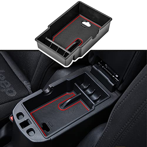 EDBETOS Center Console Organizer Tray Compatible with Jeep Renegade Accessories 2015-2019 2020 2021 2022 2023 Armrest Glove Box Secondary Storage (Red Line) - color: Red Line
